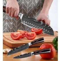 XITUO 8"inch japanese kitchen knives Laser Damascus pattern chef knife Sharp Santoku Cleaver Slicing Utility Knives tool EDC