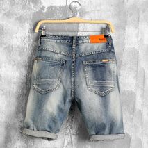 DIMUSI summer denim shorts male jeans men jean shorts bermuda skate board harem mens jogger ankle ripped wave 38 40,PA028