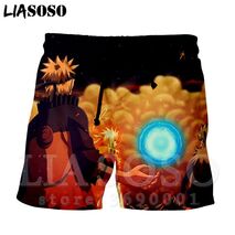 LIASOSO 3D Print Japan Anime Naruto Obito Uchiha Sasuke Men's Shorts Beach Casual Shorts Boardshorts Breechcloth TrousersX1119