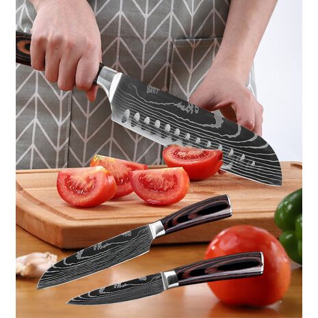 XITUO 8"inch japanese kitchen knives Laser Damascus pattern chef knife Sharp Santoku Cleaver Slicing Utility Knives tool EDC