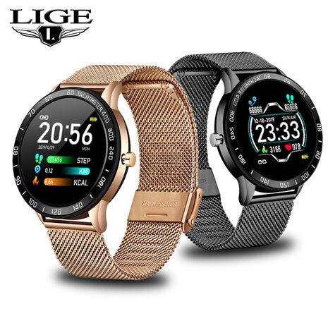 LIGE 2019 New Smart Watch Men OLED Color Screen Heart Rate Blood Pressure Multi-Function Mode Sport smartwatch fitness Tracker