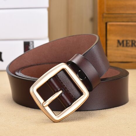 Female Genuine Leather Deduction Side Gold Pin Buckle Belts Women Jeans Wild Belts Fashion Students Simple New White Waist Strap